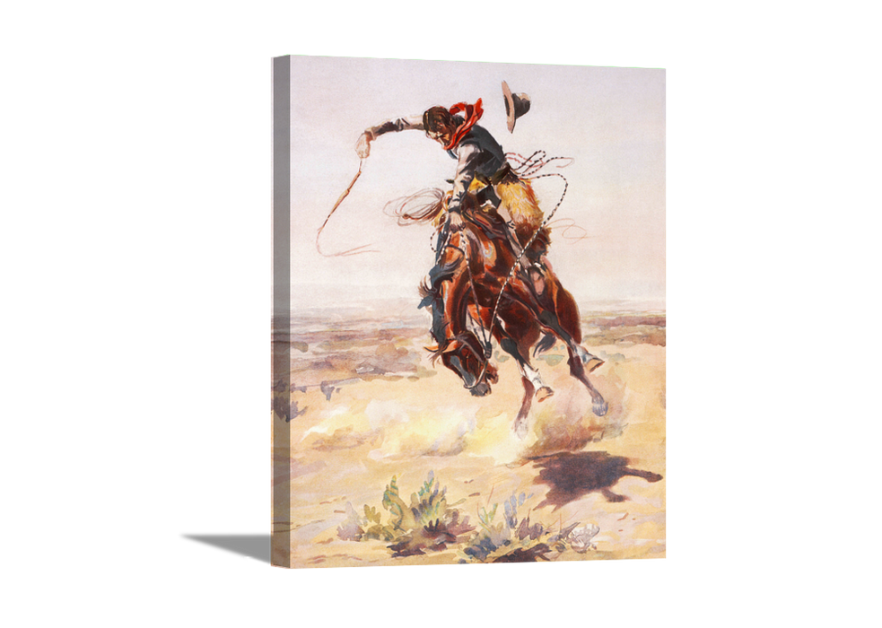 Bucking Horse | Charles Russell Masters Classic Art in Gallery Wrapped Canvas | Various Sizes