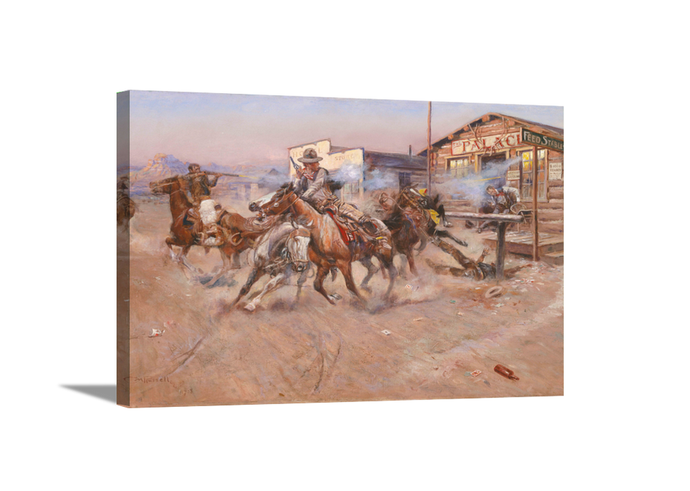 Smoke Of A .45 | Charles Russell Masters Classic Art in Gallery Wrapped Canvas | Various Sizes