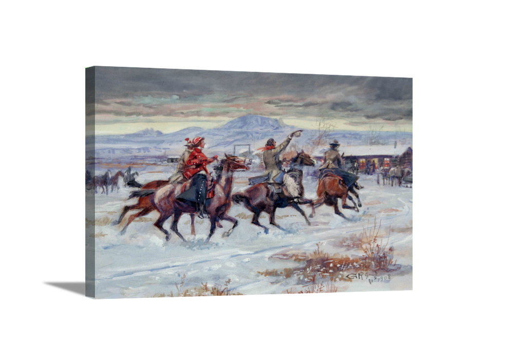Going To A Christmas Ranch Party | Charles Russell Masters Classic Art in Gallery Wrapped Canvas | Various Sizes
