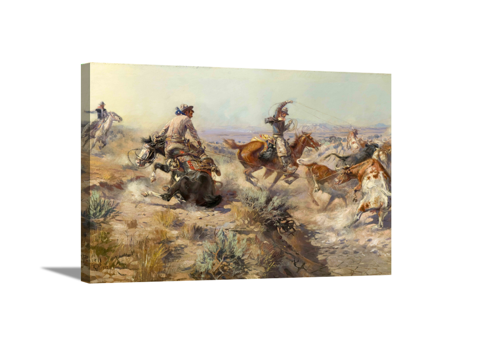 Jerked Down | Charles Russell Masters Classic Art in Gallery Wrapped Canvas | Various Sizes