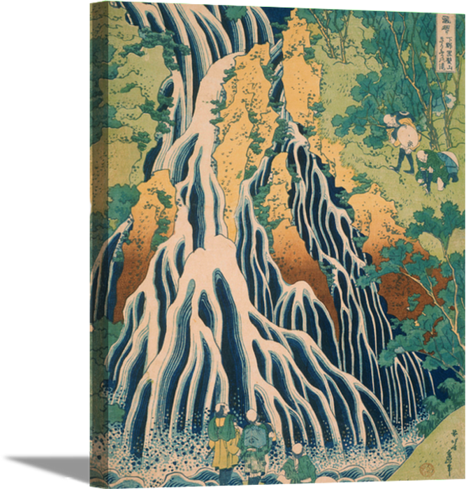 Pilgrims at Kirifuri Waterfall | Katsushika Hokusai Masters Classic Art in Gallery Wrapped Canvas | Various Sizes