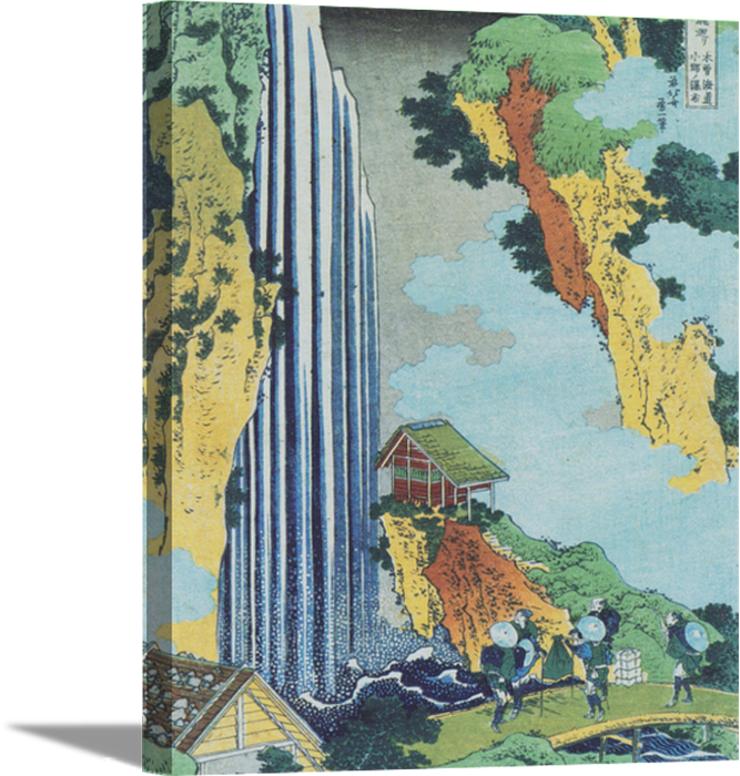 Ono Waterfall at Kisokaido | Katsushika Hokusai Masters Classic Art in Gallery Wrapped Canvas | Various Sizes