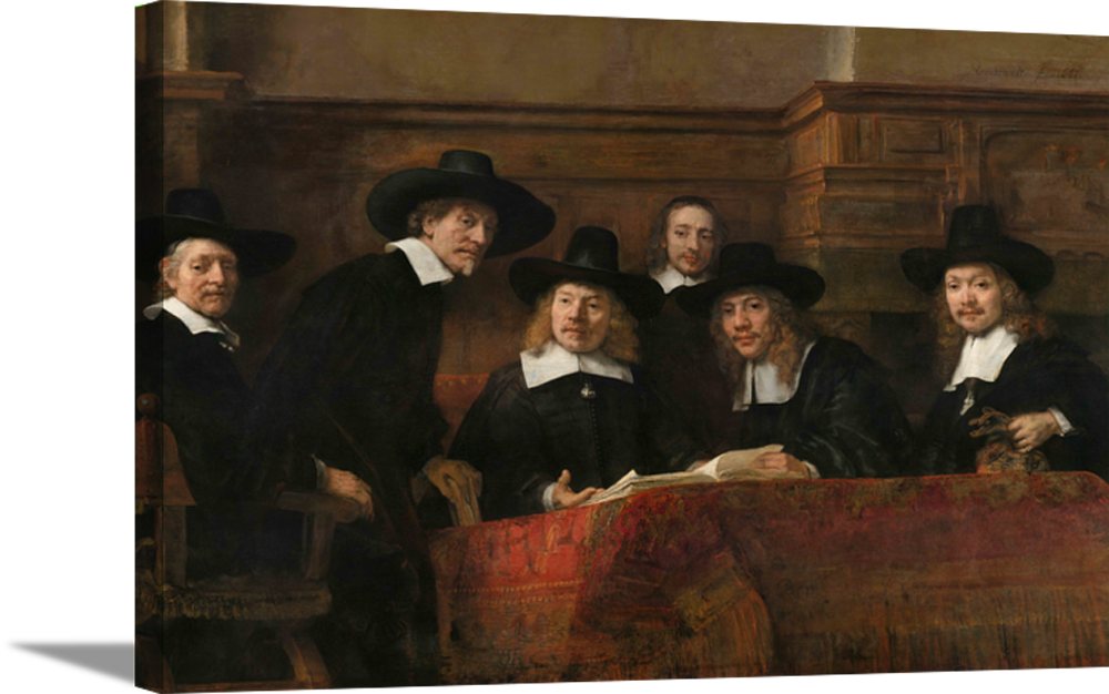 Syndics of the Drapers' Guild | Rembrandt Van Rijn Masters Classic Art in Gallery Wrapped Canvas | Various Sizes