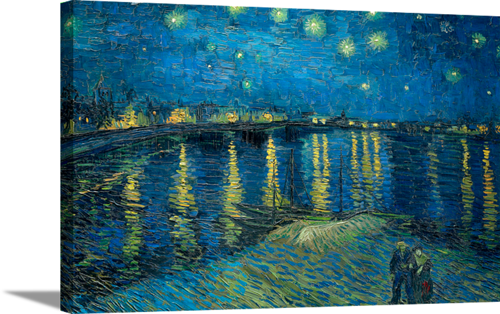 Starry Night Over The Rhone | Vincent Van Gogh Masters Classic Art in Gallery Wrapped Canvas | Various Sizes