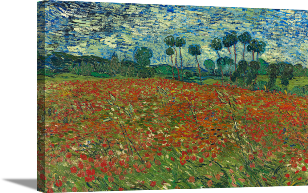 Poppy Field | Vincent Van Gogh Masters Classic Art in Gallery Wrapped Canvas | Various Sizes