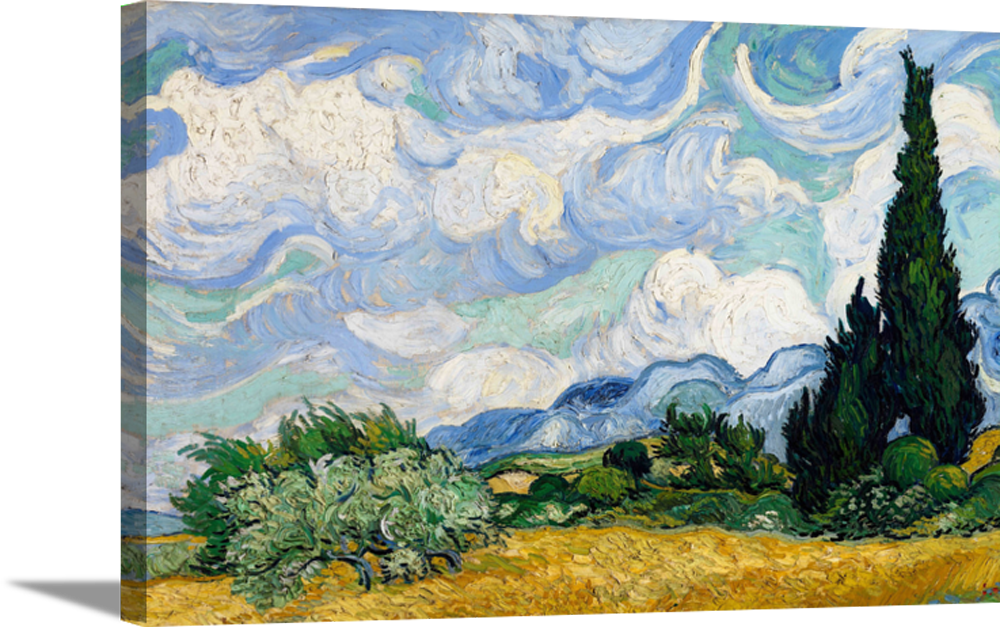 Wheat Field with Cypresses | Vincent Van Gogh Masters Classic Art in Gallery Wrapped Canvas | Various Sizes