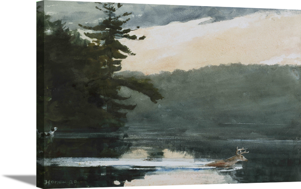 Deer in the Adirondacks | Winslow Homer Masters Classic Art in Gallery Wrapped Canvas | Various Sizes