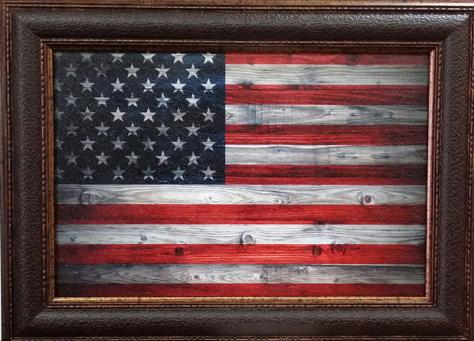 Framed American Flag | Hand-Textured American Artwork | 17L X 23W" Inches
