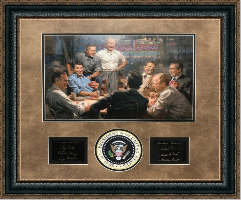 Grand Ol Gang | Framed Republican Presidents Art in Double Mat with Engraved Plaques | 27L X 28W" Inches