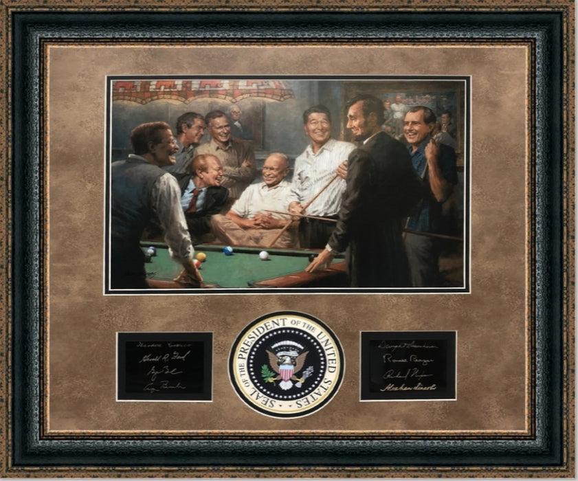 Callin The Blue | Framed Republican Presidents Art in Double Mat with Engraved Plaques | 27L X 28W" Inches