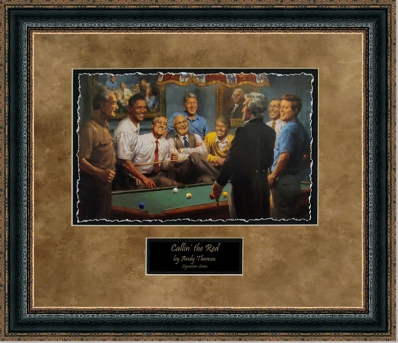 Calling The Red | Framed Democrat Presidents Art in Double Mat with Engraved Plaque | 25L X 29W" Inches