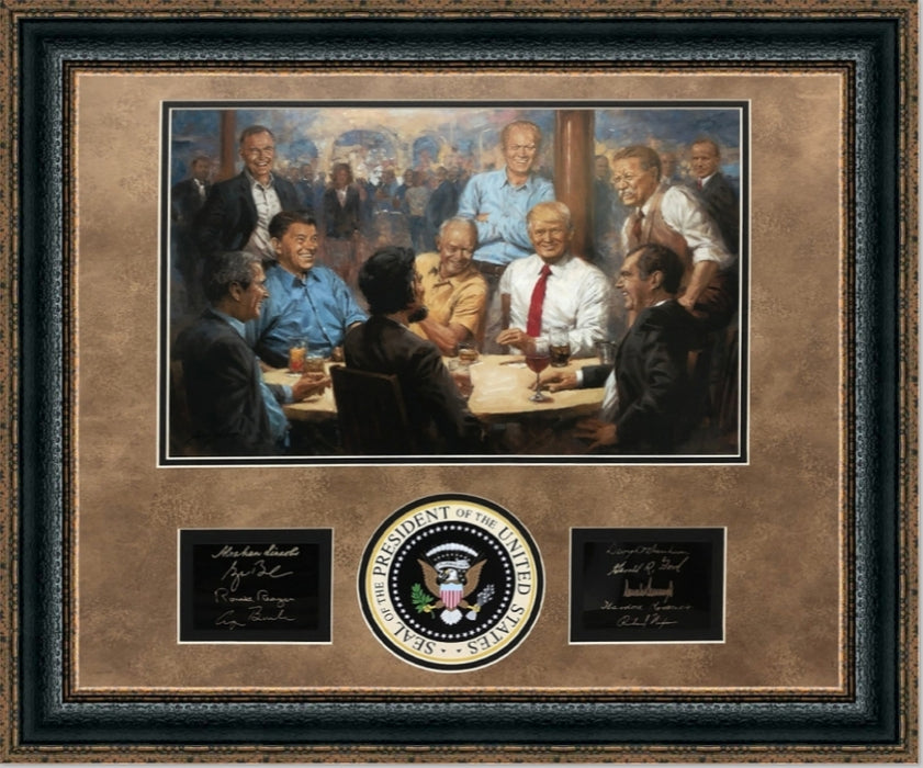 The Republican Club | Framed Republican Presidents Art in Double Mat with Engraved Plaques | 27L X 28W" Inches