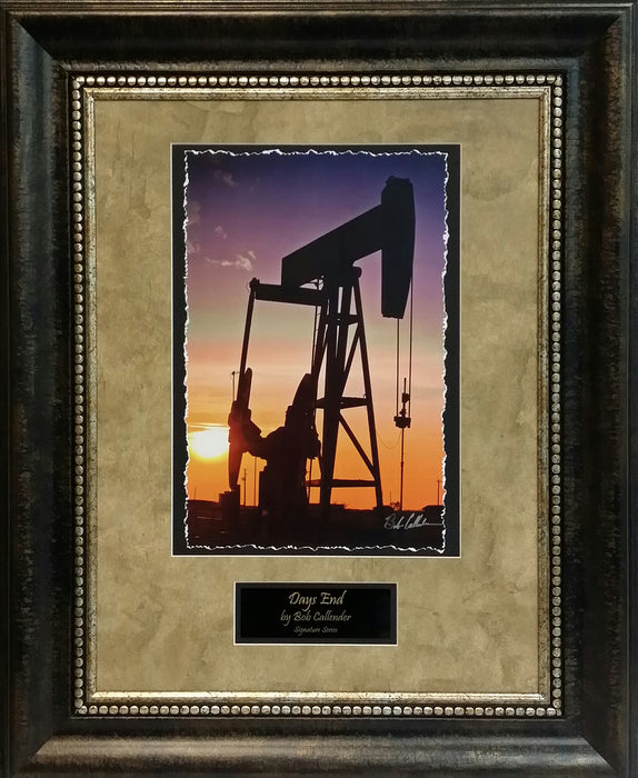 Days End | Framed Oil and Gas Art with Engraved Plaque | 32L X 26W" Inches