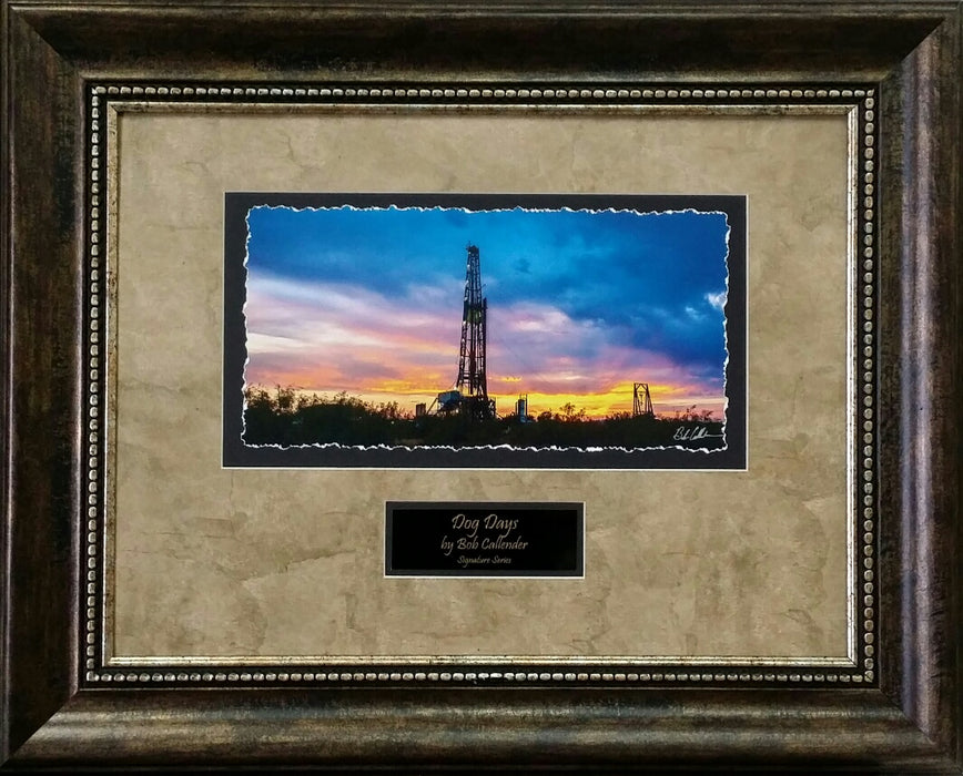 Dog Days | Framed Oil and Gas Art with Engraved Plaque | 28L X 32W" Inches