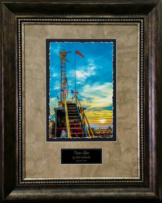 Texas Skies | Framed Oil and Gas Art with Engraved Plaque | 28L X 32W" Inches