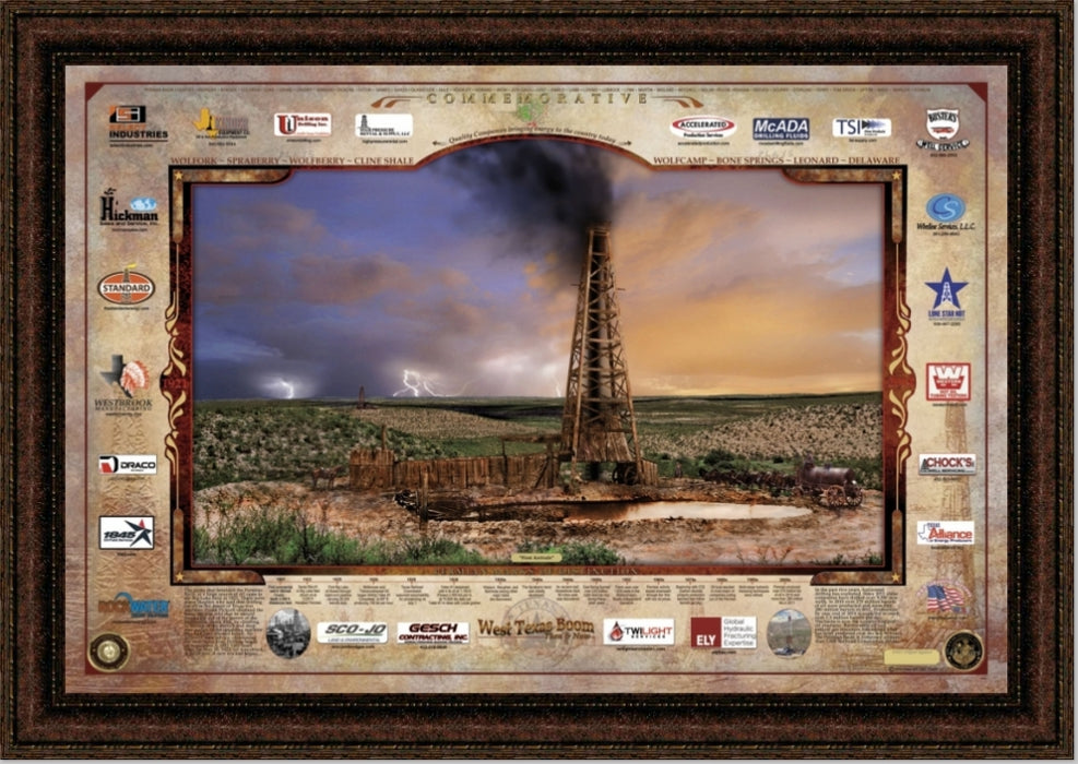 West Texas Boom | Framed Oil and Gas Art by Gary Crouch | 29L X 41W" Inches