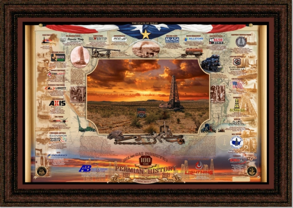 Permian History | Framed Oil and Gas Art by Gary Crouch | 29L X 41W" Inches