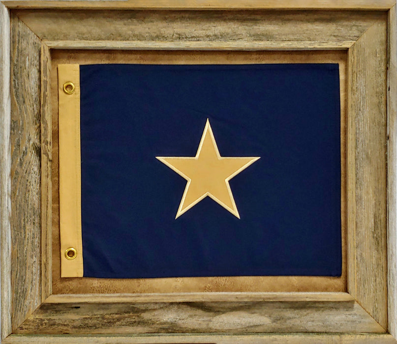 Framed Barnwood Bonnie Blue Flag with Grommets | Real Cotton Cloth Embroidered Flag in Real Barnwood Frame | 26L X 30W" Inches