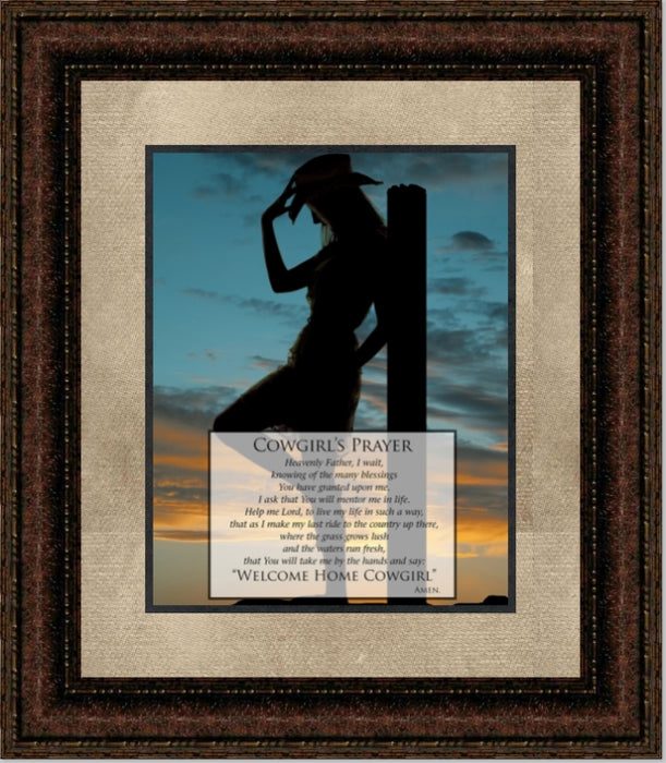 Cowgirl Prayer | Framed Western Art in Double Mat | 25L X 21W" Inches