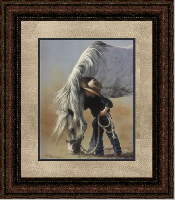 Little Whispers | Framed Western Kids Art in Double Mat | 25L X 21W" Inches