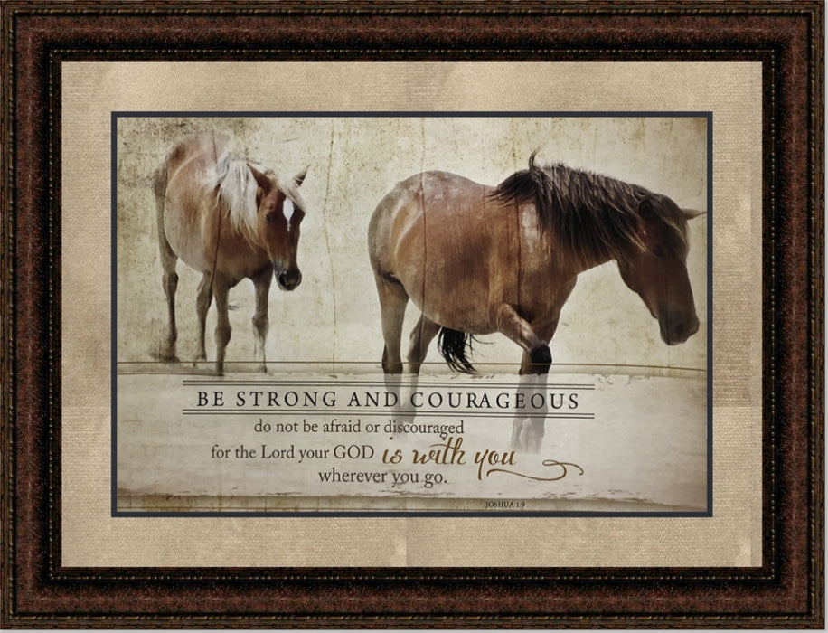 Be Strong | Framed Western Religious Art in Double Mat | 21L X 25W" Inches