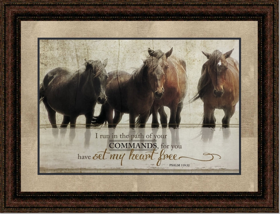 I Run | Framed Western Religious Art in Double Mat | 21L X 25W" Inches
