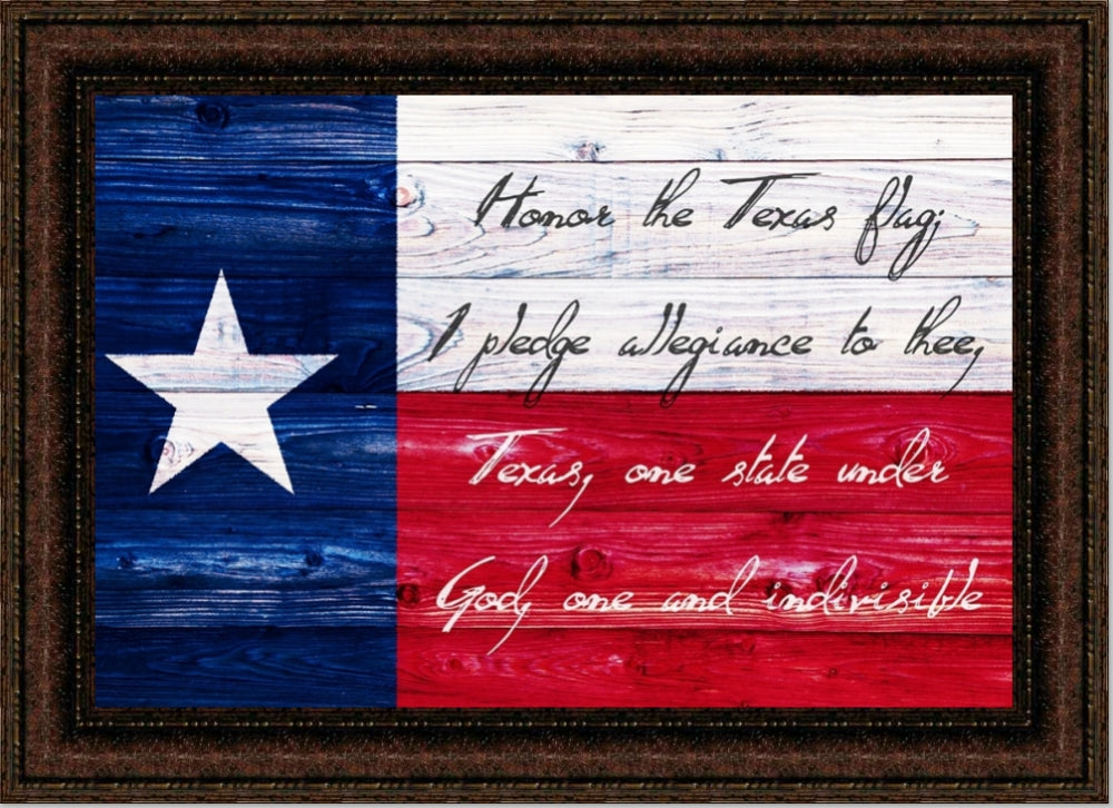 Texas Pledge | Texas Art in Gallery Wrapped Canvas or Framed Hand-Text ...