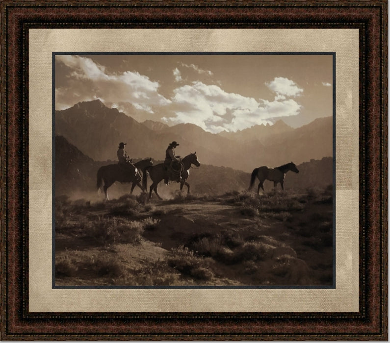 Bringing in the Rouge | Framed Western Horse Art in Double Mat | 21L X 25W" Inches