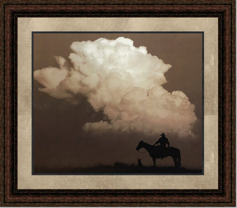 Thunderstorm | Framed Western Horse Art in Double Mat | 21L X 25W" Inches