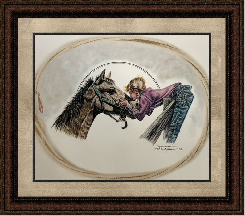 Unconditional Love | Framed Western Kids Art in Double Mat | 21L X 25W" Inches