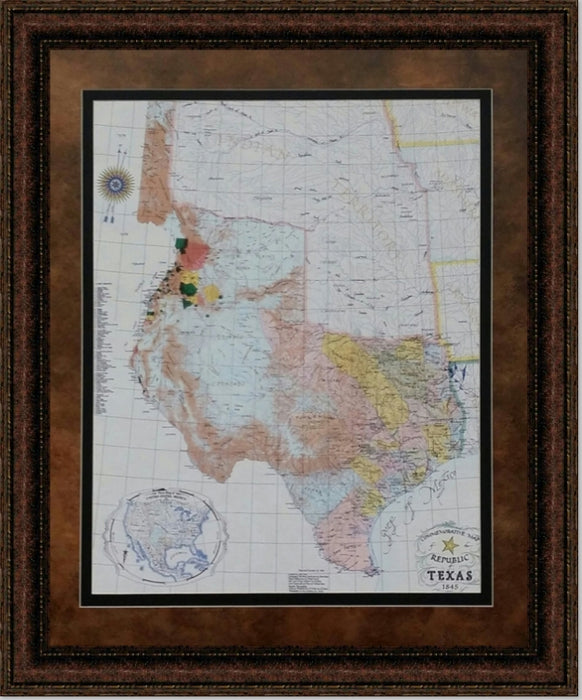 1845 Republic of Texas Map Canvas Print