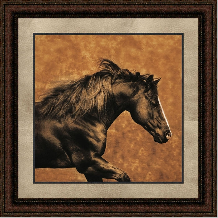 Eastward Gallop | Framed Western Horse Art in Double Mat | 21L X 21W" Inches