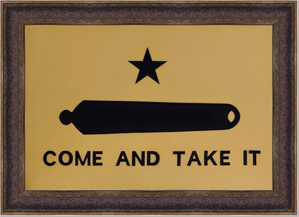 Framed Come and Take it Flag | Real Cotton Cloth Embroidered Flag | 28L X 41W" Inches