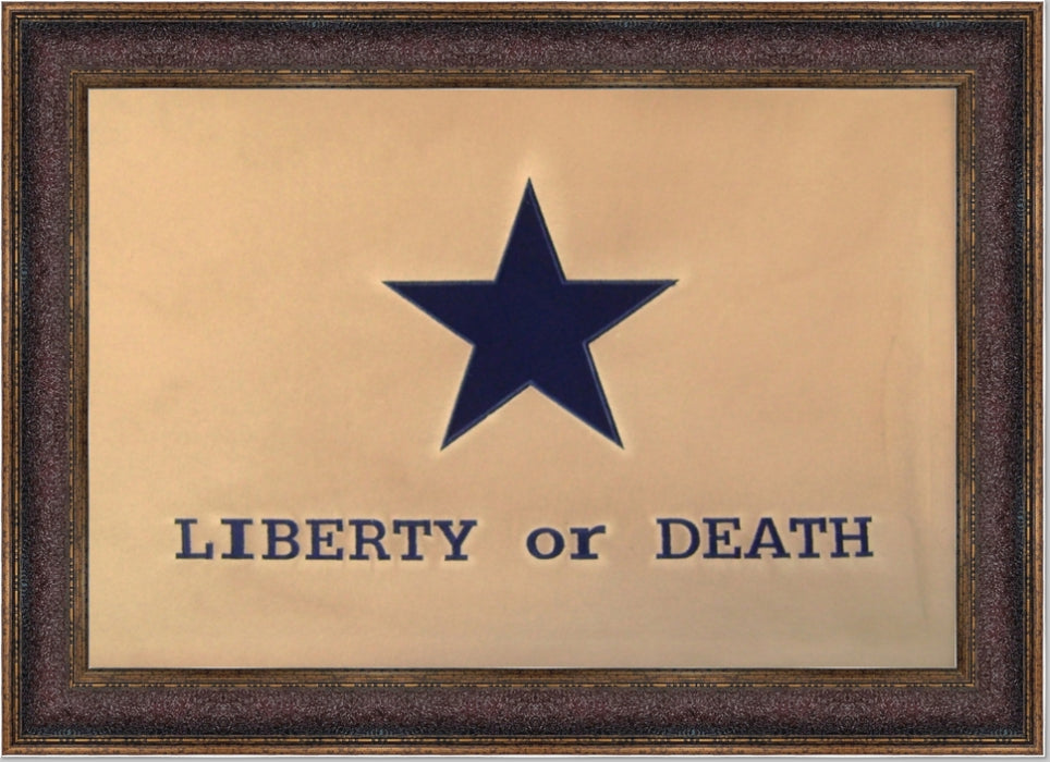Framed Liberty or Death Flag | Real Cotton Cloth Embroidered Flag | 28L X 40W" Inches
