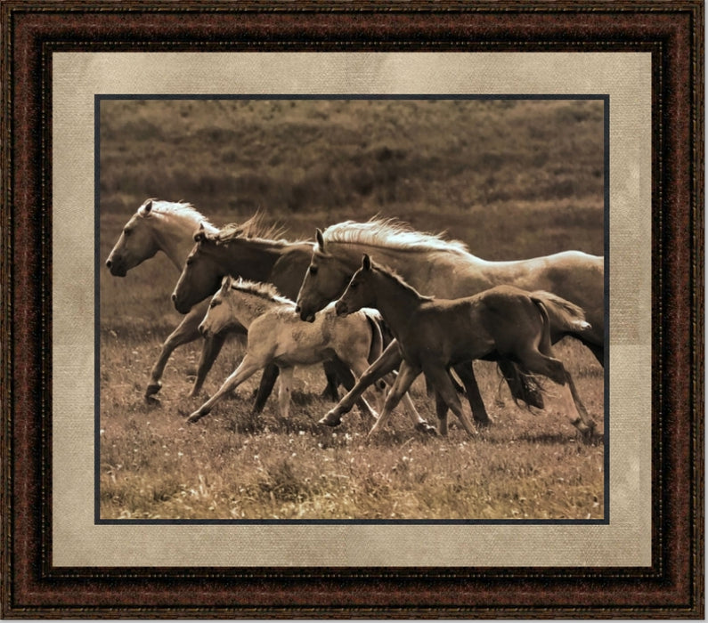 Moonlight Run | Framed Western Horse Art in Double Mat | 21L X 25W" Inches
