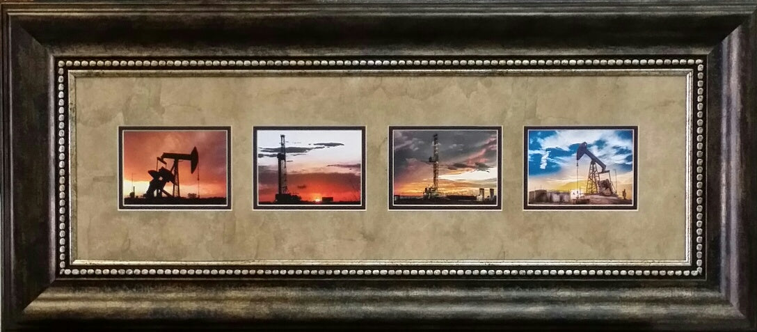 Oil Collage II | Framed Oil and Gas Art Collage | 18L X 40W" Inches