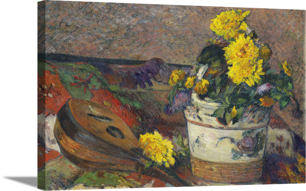 Mandolina and Flowers | Paul Gauguin Masters Classic Art in Gallery Wrapped Canvas | Various Sizes